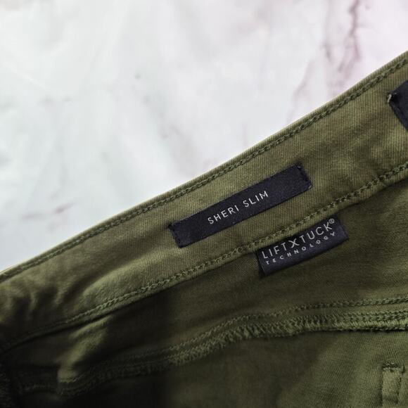 NYDJ Jeans Women 12 Green Pattern Sherri Slim Straight High Rise Denim Daughters - Picture 4 of 12